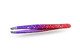 Professional Eyebrow Tweezers, Slanted, Hair Removal Tweezers Slant Tip - Stainless Steel(Red with Blue)