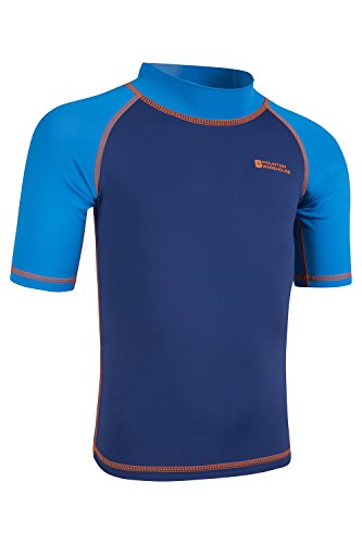 Mountain Warehouse Kurzärmliges Kinder Rash Guard atmungsaktiv UV Schutz Badeshirt Sonnenschutz Unisex Jungen Mädchen Surfen Schwimmen Urlaub - 2