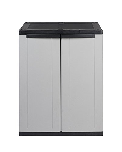 Solider Kunststoffschrank mit einem höhenverstellbaren Einlegeboden. Maße: 67 x 37,5 x 85 cm. In zeitlosem Design, Grau. - 6