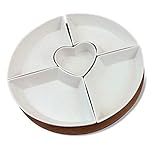  Mandorle by Paben - Bandeja para aperitivos - 5 cuencos con corazón, 27,7 cm, de porcelana y bambú
