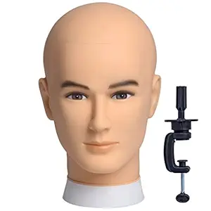 NEWSHAIR Bald Mannequin Head Male Wig Head Professional Cosmetology for Wig Making and Display Hat Helmet Glasses or Masks Display Head Model with Free Clamp Stand