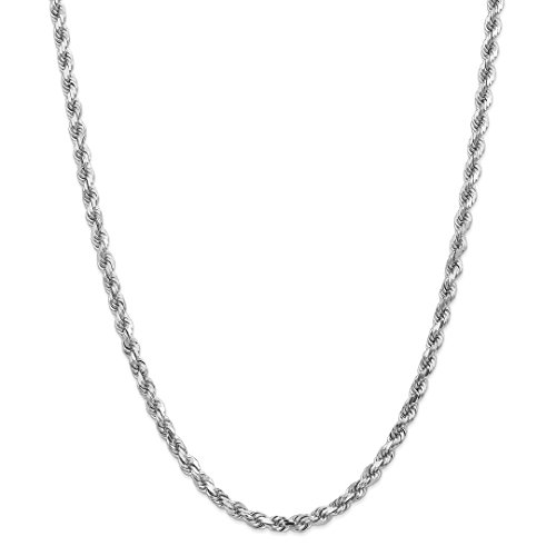 14k White Gold 4.5mm Link Rope Chain Necklace 24 Inch Pendant Charm Handmade Fine Jewelry For Women Gift Set