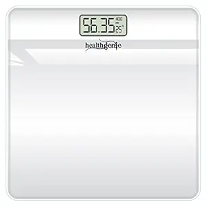 Healthgenie Digital Weight Machine For Body Weight Weighing Scale Thick Tempered Glass LCD Display with 2 Year Warranty & Batteries HD-221 (Silver)