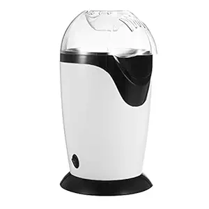 Aoccy 300ML Mini Electric Hot Air Popcorn Maker Popcorn Popper Machine with Measuring Cup Top Cover Low Fat No Oil Needed for Home Bar KTV Use White(EU)