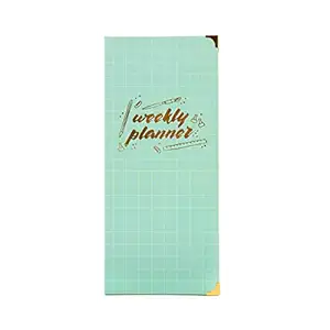 7mm Between the Lines Weekly Planner Mint Green, 120 leaves, Printed Hardbound Notepad, 9.5 x 20.5 cms