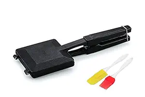 Perseverance combo non-Stick Aluminium Gas Toaster Grill Sandwiches Gas Toaster Sandwich Maker (Black) Silicone Spatula and Brush Set