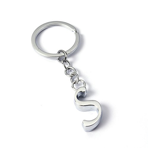 Alphabet Lettre Pendentif Porte-clés Alliage Porte-clés De Voiture Porte-clés Sac À Main Téléphone Pendentif Charmes Cadeau Argent S