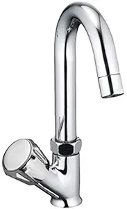 Drizzle Swan Neck Pillar Cock Conty Brass Chrome Plated/Wash Basin Tap / 360 Degree Moving Spout Tap/Bathroom Tap/Quarter Turn Tap/Water Foam Flow Tap