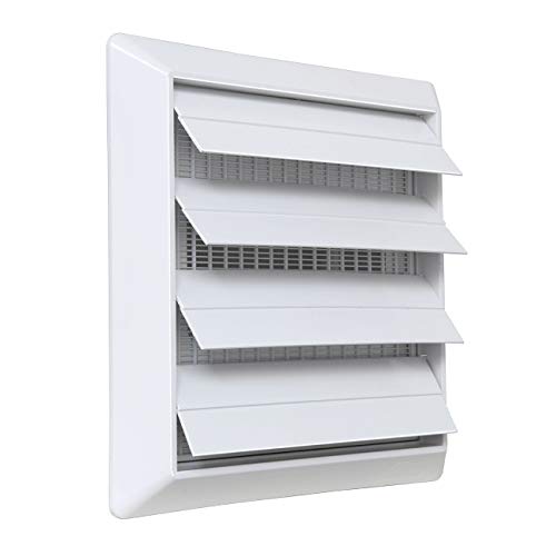 La Ventilazione S19100RB Griglia di ventilazione da Sovrapporre in ABS, Bianco, con Alette a gravità e rete antinsetti. Dimensioni 185x185 mm