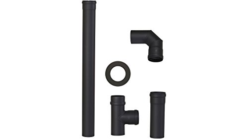 COLOR EMAJL Rauchrohr Set Pellet in Schwarz, Ø 80 mm, Ofenrohr für Pelletöfen