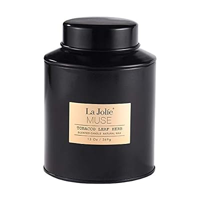 La Jolie Muse Bougie Parfumée en étain Noir Tabac SOYA Cire 369g