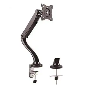 Rife Single Monitor Desk Mount, Gas Spring Single Arm Monitor Stand Desk VESA Mount for 17 to 27 Inch Screen with Clamp and Grommet Mounting Base, Black