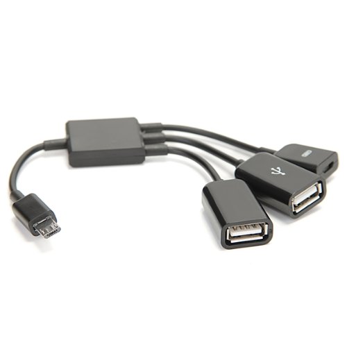 USB 2.0 HUB Verteiler 3 Port Way Micro USB Schwarz 19cm NEU - 2