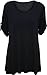 Womens Plus Size Scoop Neck Short Sleeve Flared Ladies Long Plain Top - Black - 16