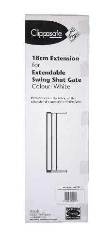 Clippasafe 18cm Extendable Swing Shut Gate Extension (White)