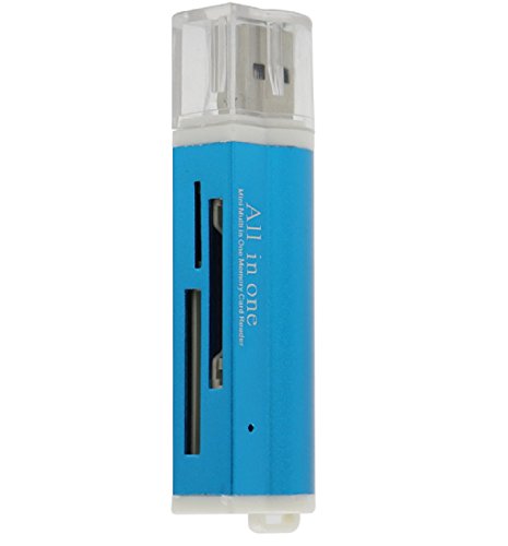 Tonsee USB 2.0 Speicherkarten Lesegerät,für Micro SD SDHC TF M2 MMC MS PRO DUO All in 1 USB 2.0 (blau)