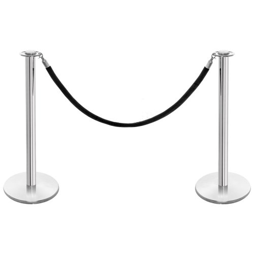 Preisvergleich Produktbild Absperrpfosten Edelstahl poliert, mit Seil, Samt, Schwarz.