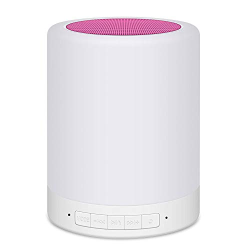 Preisvergleich Produktbild NINOMI Drahtloser Bluetooth-Lautsprecher im Freien Mini-LED-Nachtlicht-Lautsprecher Tragbares Touch-Nachtlicht,Pink