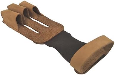 Archery Hunting Recurve Bow Real Cattle Leather Archery Glove Vintage Three Fingers Protector Guard for Left/Right Hand