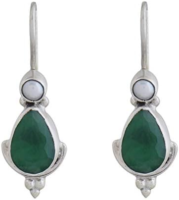 925-92.5 Sterling Silver Pearl Ruby,Turquoise,Emerald,sapphire,cubic zirconia,onyx Stone Fashion Hanging Earring for Women and Girls