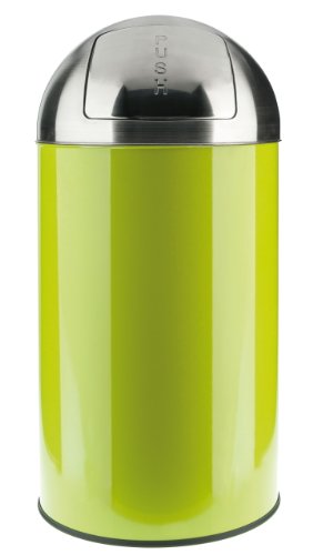 40L - 50L Mülleimer „PUSH“ von opixeno, limone, Abfalleimer, Papierkorb mit abnehmbarem Deckel aus Edelstahl und Inneneimer