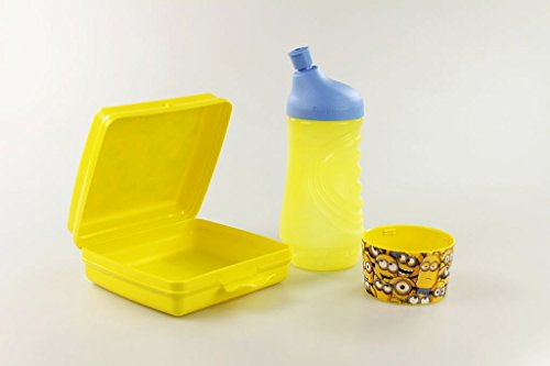 TUPPERWARE Sportfreund klein 415 ml gelb blau Minions Trinkflasche+Sandwich-Box - 4
