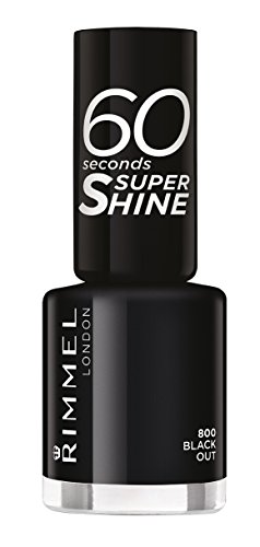 Rimmel London 60 Seconds Super Shine Nail Polish, Black Out - 8 ml