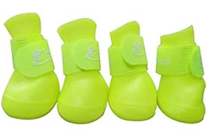 Ducomi Zampette Chaussures pour Chiens de Petites et Moyennes Tailles – Anti-Pluie et Antidérapantes, Idéales pour la Pluie et la Neige, Offrent Une Protection aux Pattes Blessées (S, Jaune)
