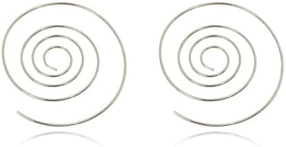 Novelty Trendy Fashion Simple Minimal Geometric Spiral Silver Colour Thin Ear Curved Line Bar Pull Through Earrings for Women