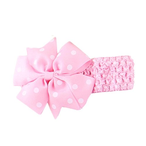 Susenstone Baby Girl Children Lovely Bow Wave Bandeau Elastic Headband Headwrap Hairband (Pink)