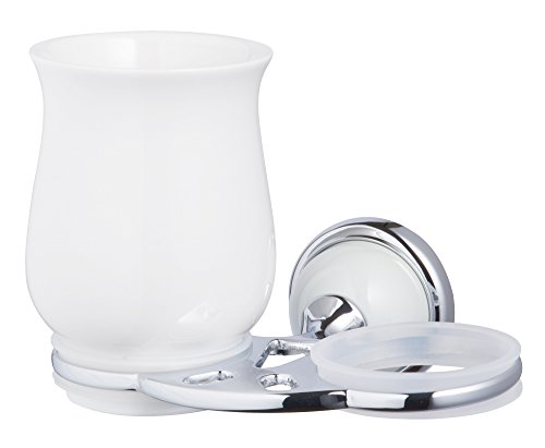 Preisvergleich Produktbild Bisk Milchglas Grenada Reihe Doppel Tumbler, weiß / chrom
