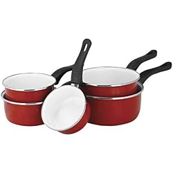Sitram Lot de 5 CASSEROLES Email rouge Vermillon 12/14/16/18/20 cm, tous feux dont induction