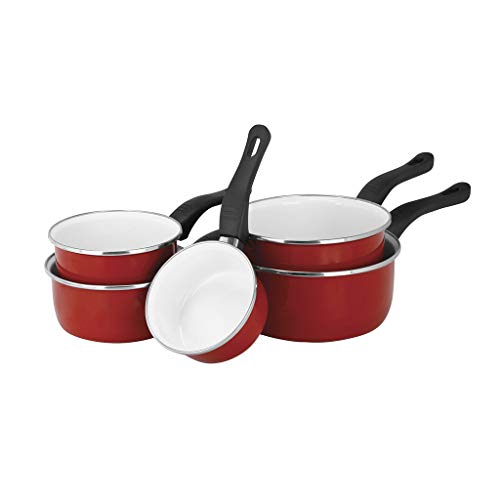 Sitram Lot de 5 CASSEROLES Email rouge Vermillon 12/14/16/18/20 cm, tous feux dont induction