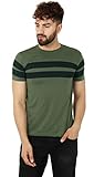 Roden Mens Half Sleeve Cotton Round Neck Tshirt (Olive, XL)