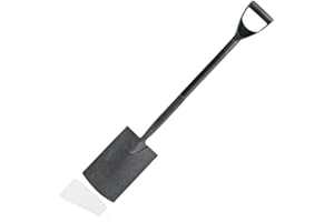 PaMeer Heavy Duty Spades For Gardening Border Spade & Shovels, Lightweight Carbon Steel Digging Spade With Ergonomic D Handle Perfect For Planting & Digging- Grey Edging Spade_7.5 x 18 x 102cm