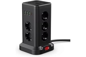 SMAYLİNG 11'li Akım Korumalı Priz Kulesi | 3 USB-A + 1 Type-C Çıkışlı, Hızlı Şarj, 3680w Güç, Anahtarlı Uzatma Kablosu