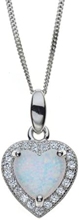 Heart Opal and Crystal Necklace in Sterling Silver