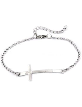 Kreuz-Armkette in Silber-Optik / Armband Armreif Silber mit Kreuz von DesiDo®