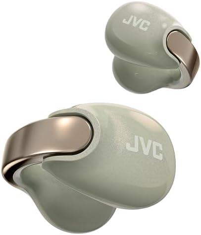JVC Nearphones HA-NP1T cuffie wireless stile earcuff, archetto lucido, vestibilità confortevole, connessione multipoint, Bluetooth 5.3, 24 h batteria, Pearl Edition Salty Olive