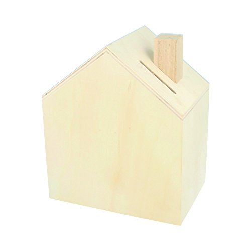 Artemio 14002221 Spardose zum Dekorieren Haus Holz 12 x 14,5 x 8 cm
