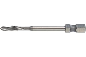 Völkel HexDrive - Maschio per filettatura a macchina (attacco esagonale) 1/4", HSS-E, M3-M12, DIN371/376, forma B & C, filettatura metrica, foro passante in acciaio inox, filettatura filettata