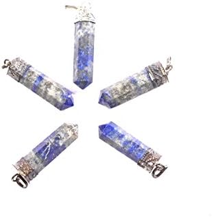 healings4you Natural Lapis Lazuli Point Pendant Set Of 5, Healing Jewelry, Crystal Jewelry, Crystal Point Pendant, Healing Pendant,Original Stone,Chakra Balancing, Crystal Stone.