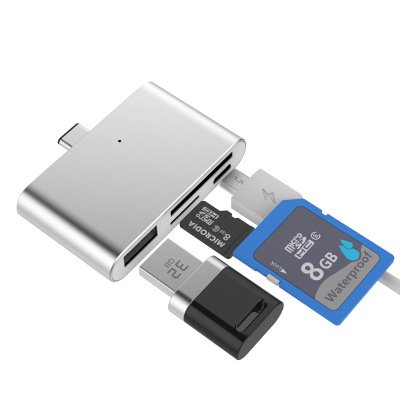 Eximtrade 4in1 USB Type C Kartenleser OTG HUB TF SD Karte USB Micro USB Ladeanschluss für PC Computer Laptop Macbook IOS Android Windows Smartphones Tablets