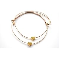 2 Freundschaftsarmbänder goldenes Herz mit Perlen in deiner Wunschfarbe!