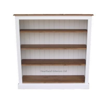 100% Solid Wood Bookcase, 4ft x 4ft White Painted & Waxed Contrasting Adjustable Shelving Unit, Bookshelves. No flat packs, No assembly (BK44ED)