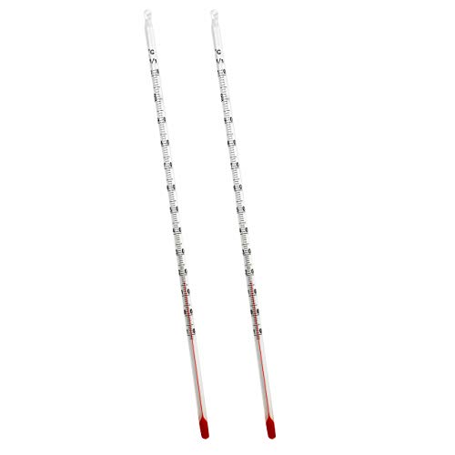 2 pcs juego de té termómetro de vidrio con estufa de relleno, 24 cm de largo, Teethermometer conjunto termómetro en el rango de temperatura hasta 110 °C.agua para té, agua, termómetro de vidrio