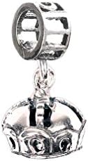 Silver drop crown charm - 3