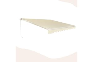 GOPLUS Toldo Retráctil Exterior, Toldos Exterior Terraza con Manivela Manual y Ángulo Ajustable 5-35°, Protección UV, Toldo Impermeable para Balcón Terraza Ventana (400x250 cm,Beige)