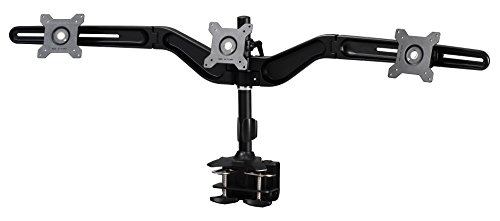 Tronje TC743 3-fach Monitorhalterung mit Schraubklemme Tischhalterung für 15"-24" TFT/LCD/LED Flach Bildschirme Vesa 75 und 100 bis 8 KG pro Halter Schwenkbar Neigbar Drehbar