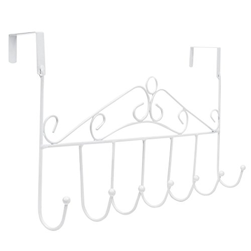Soriace® 7 Haken über Tür hängeleiste, Türhänger / Türgarderobenhaken für Kleidung, Taschen, Hüte, Tücher, Schals, usw (Weiß)